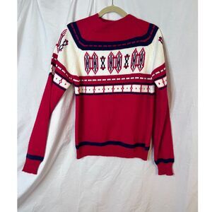 Vintage JC Penney Sweater Mens Size Small Acrylic Knit Ski USA 70s 80s Mock neck